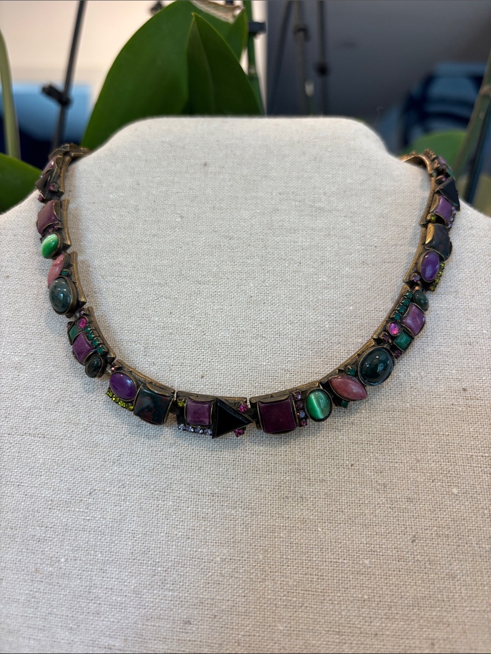 Sorrelli Purple and Green Multistone Collar Necklace